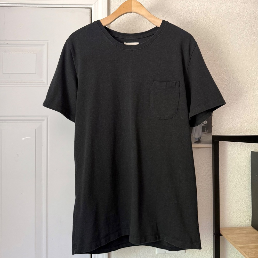 TAYLOR STITCH black thick organic cotton crew neck short sleeve knit tee t-shirt